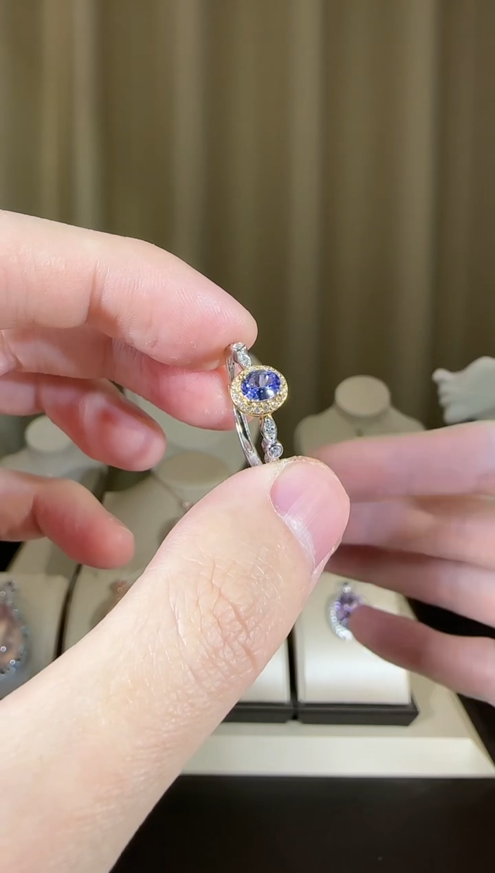 【闪购商品】坦桑石戒指银S925镶嵌3*5mm