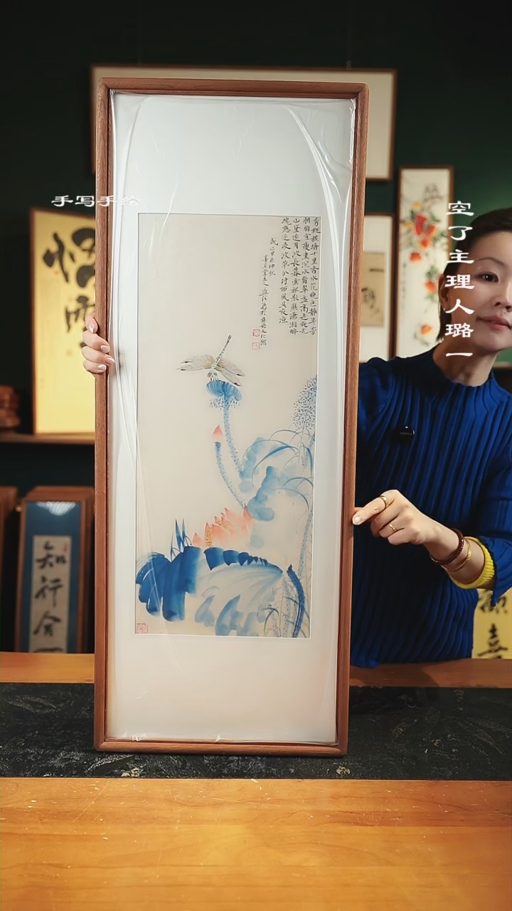 【闪购商品】绘画尺寸88*33手绘同款-荷花