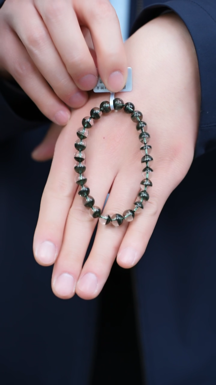 【闪购商品】水晶手链未镶嵌s010 绿幽灵手链7mm+