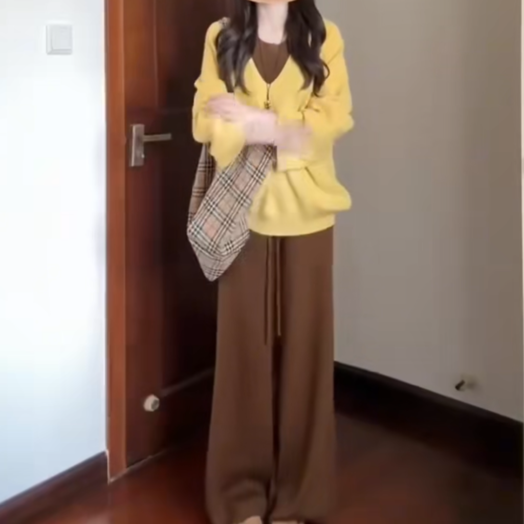 大码女装常规款韩系秋季毛针织衫春季春秋英伦风套装