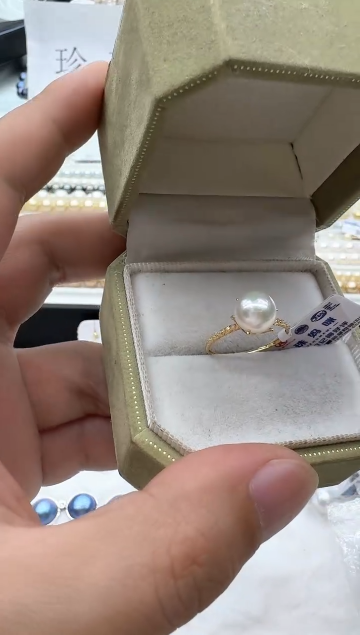【闪购商品】海水珍珠戒指18K金镶嵌清货