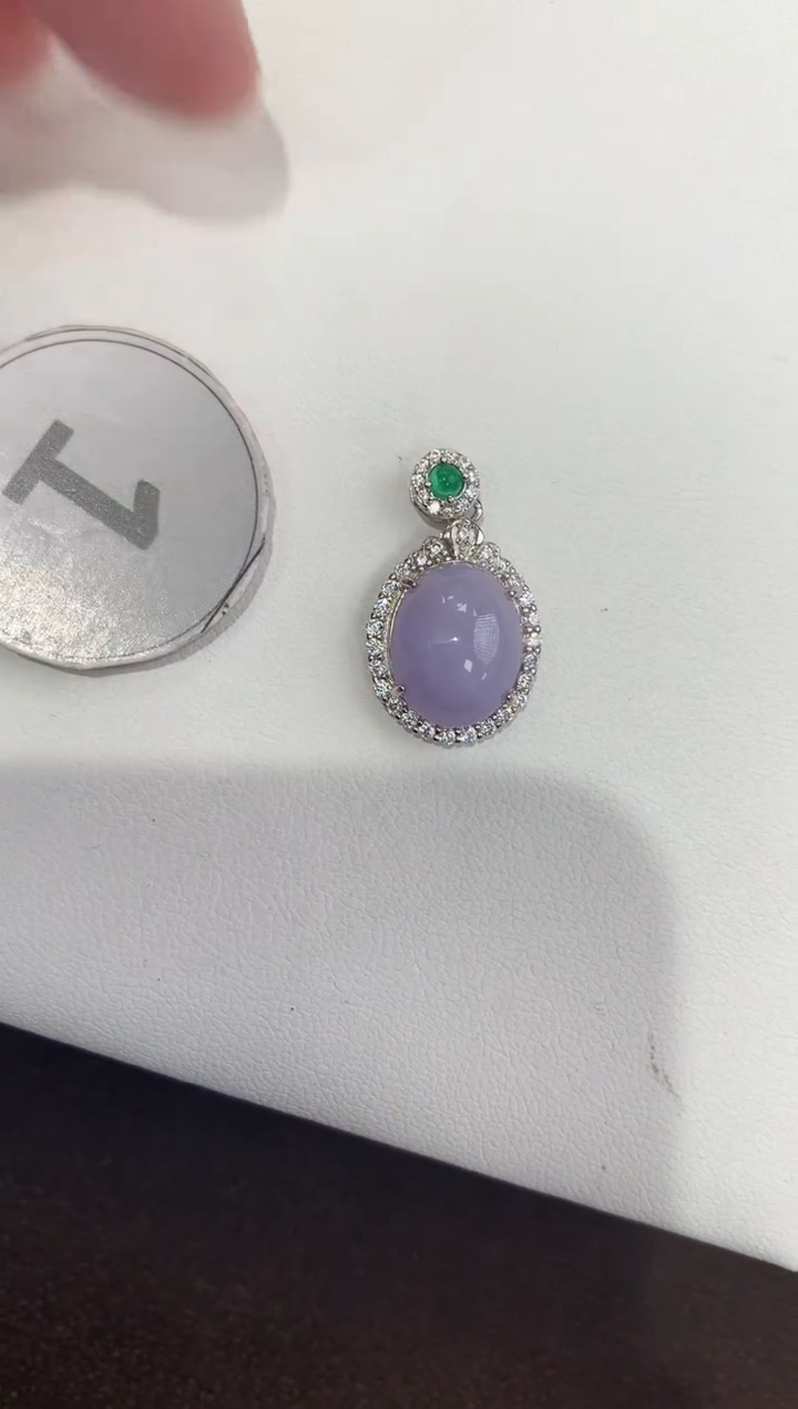 颈饰银S925镶嵌翡翠天然缅甸a货翡翠