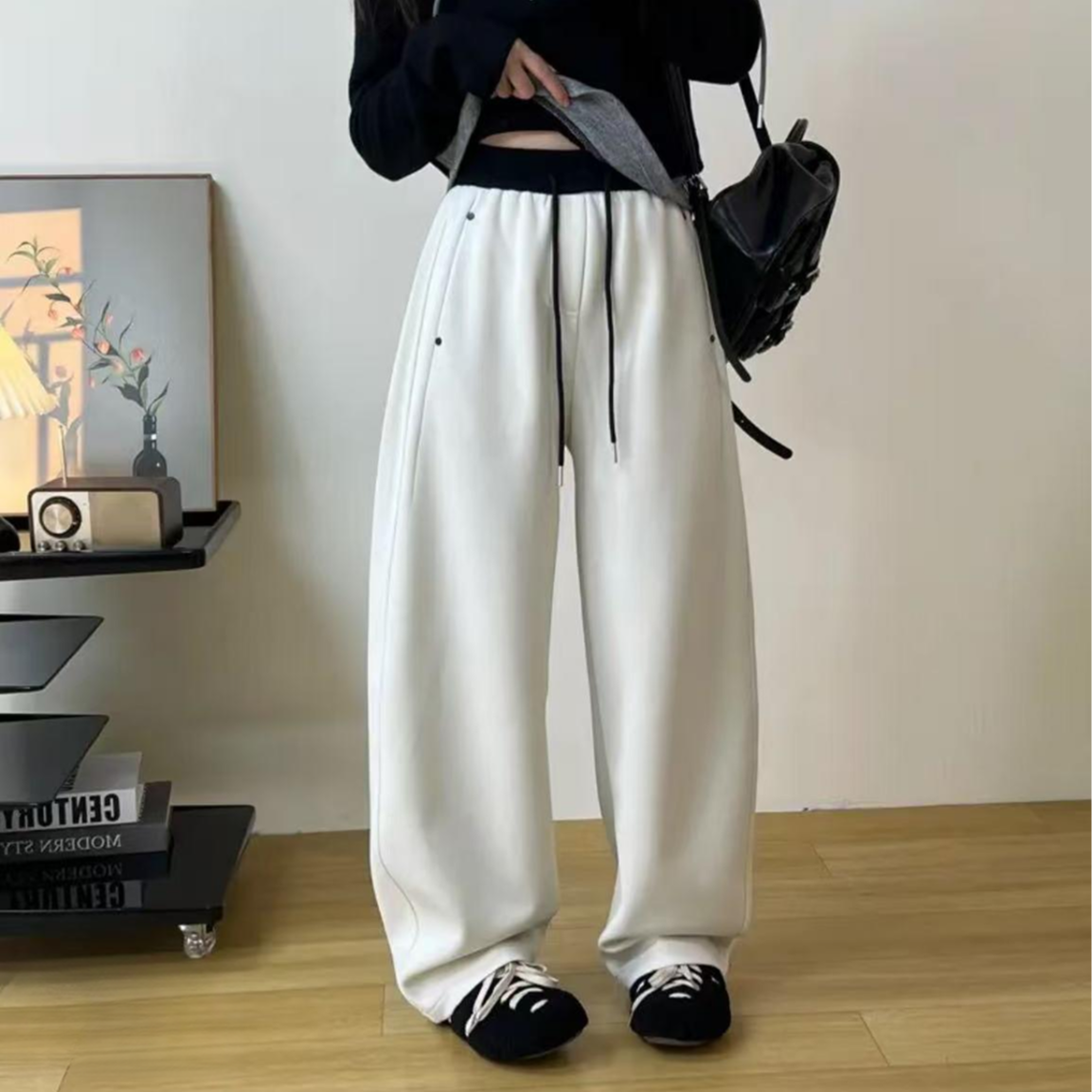 BB-3512春季新款美式街头小众松弛感高腰抽绳卫裤