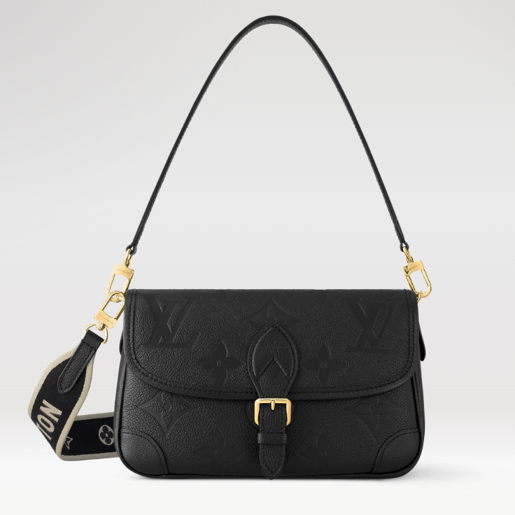 全新未使用 LouisVuitton/路易威登 全黑法棍diane单肩包