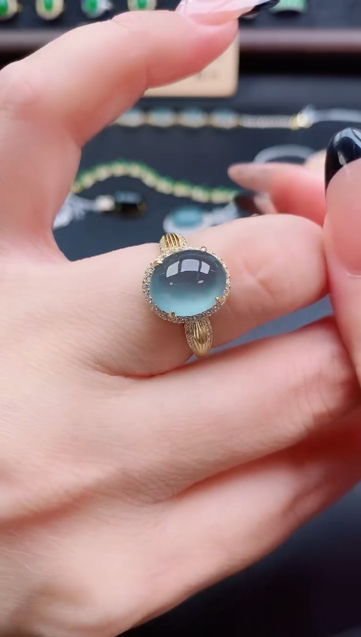 银S925镶嵌戒指翡翠1