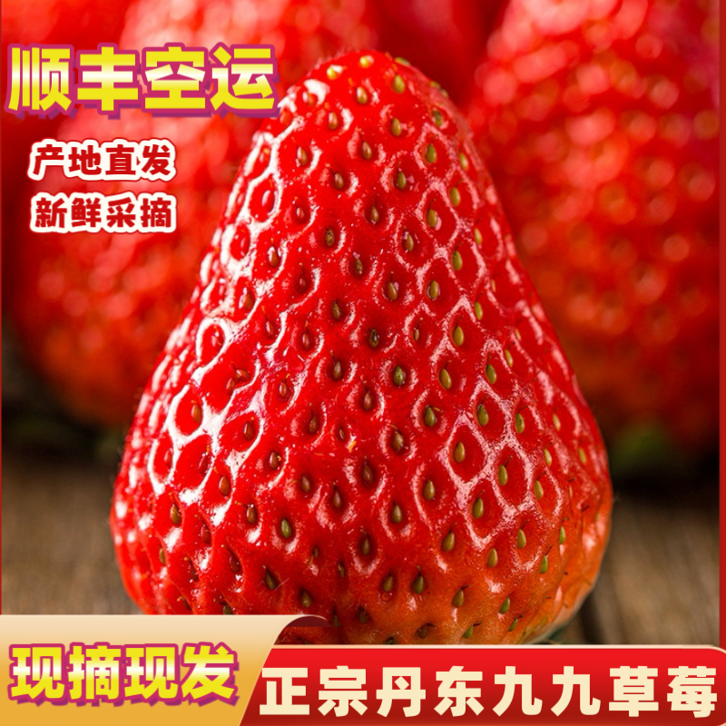 （顺丰空运）正宗丹东九九草莓99草莓红颜新鲜香甜孕妇应季包邮