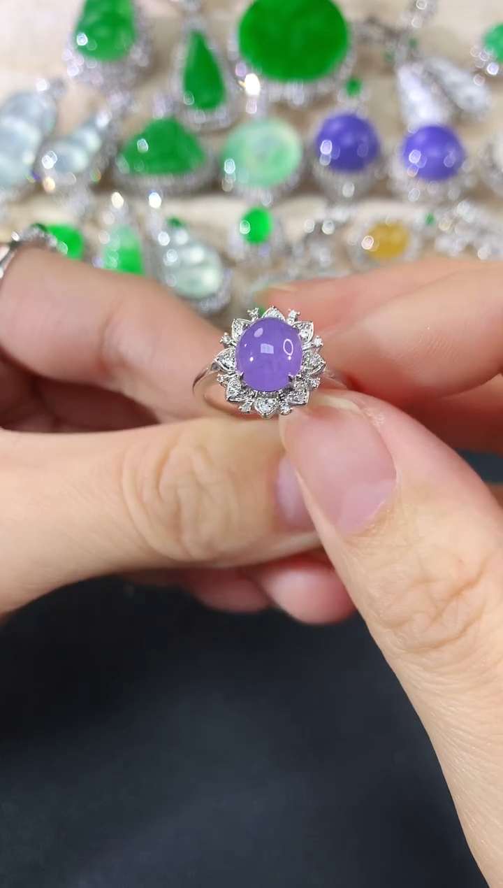 18K金镶嵌戒指翡翠105|9800