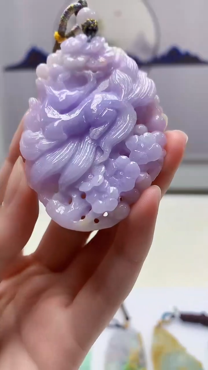 【闪购商品】定制翡翠未镶嵌3123zm-毛货挂件171九尾