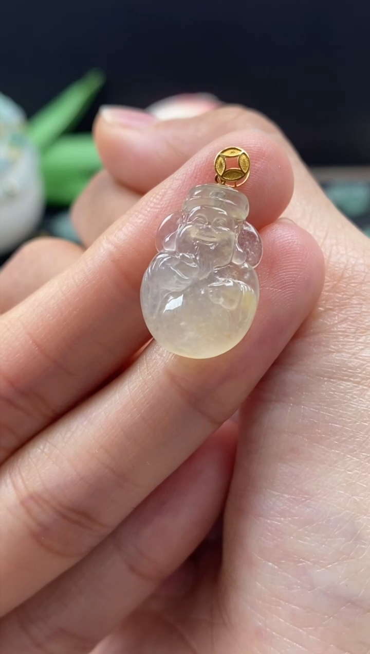 【闪购商品】翡翠颈饰18K金镶嵌翡翠冰黄裸石