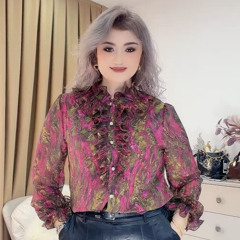 时尚休闲百搭26018款碎花衬衣