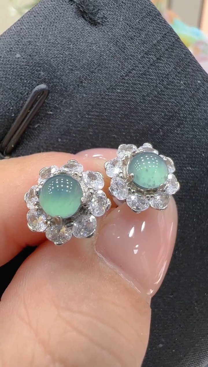 翡翠银S925镶嵌耳饰团购多样性发一件