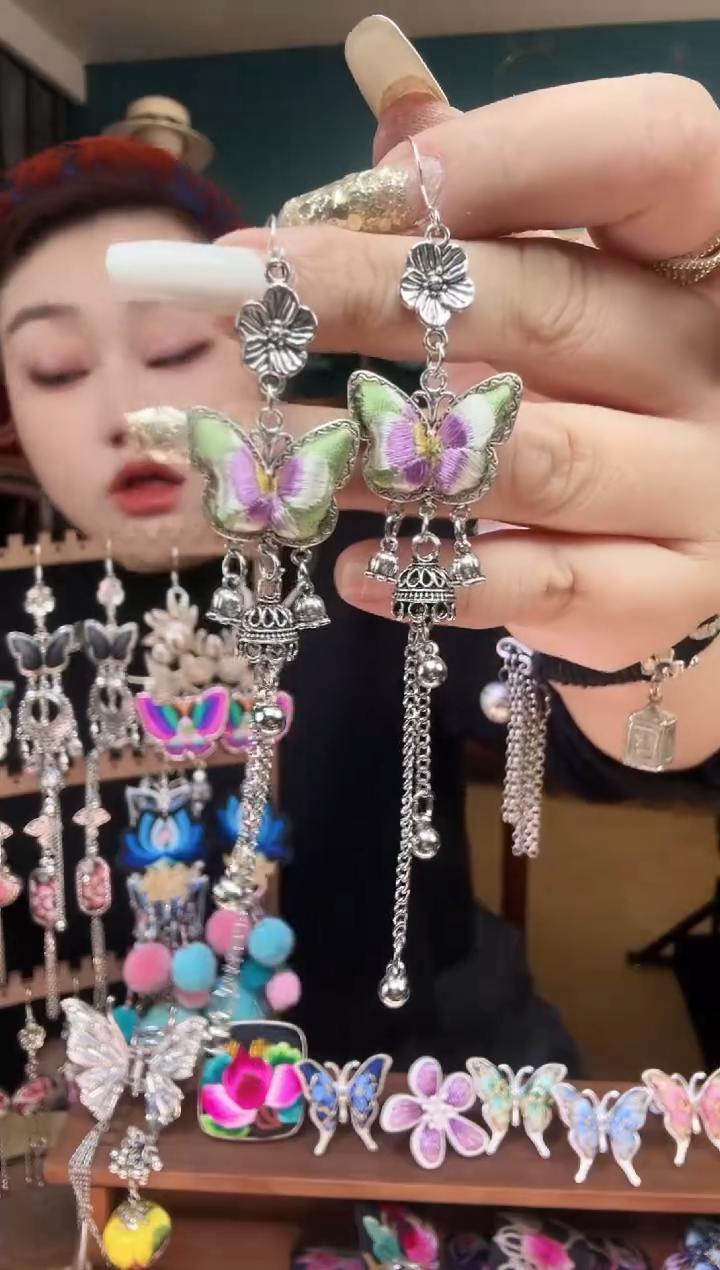 刺绣纯手工民族风刺绣耳环