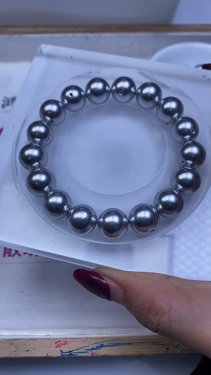 未镶嵌散珠拼合珍珠（马贝珠）B759 奶奶灰贝珠12mm6个8.8元