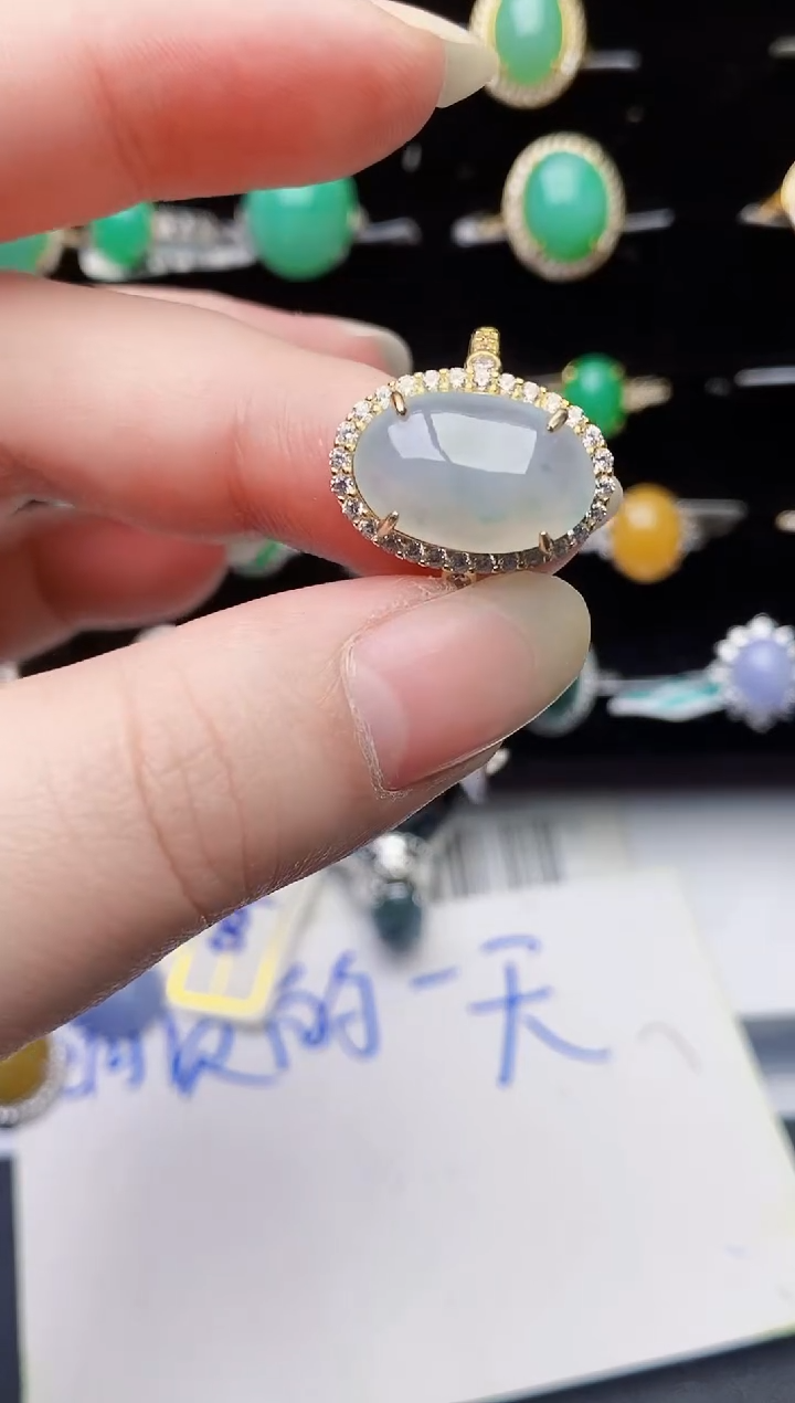 颈饰银S925镶嵌翡翠6515