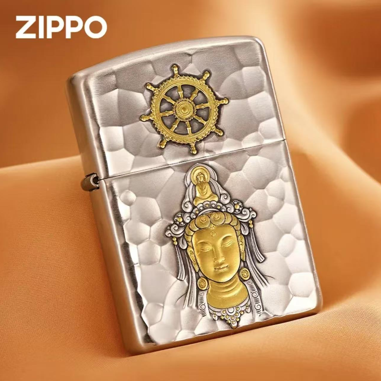 ZIPPO/之宝【纯银錾金】观心 观音 银盔甲 立体浮雕收藏打火机 DY 