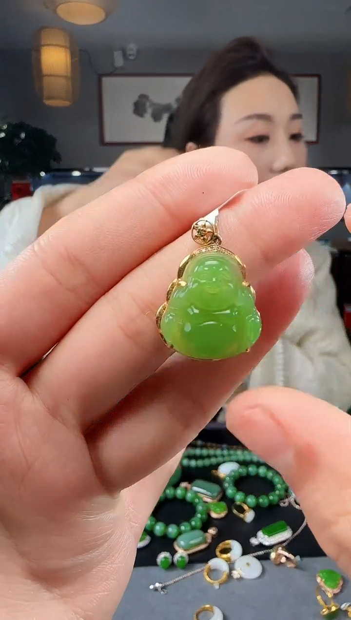 【闪购商品】和田玉吊坠(不含链)18K金镶嵌1