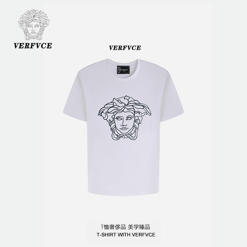 VERFVCE/Carnation高级感男装夏季T恤男士新款休闲装短袖穿搭