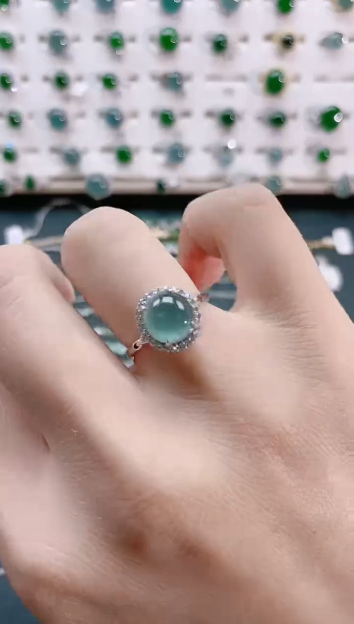 【闪购商品】翡翠戒指银S925镶嵌天然翡翠