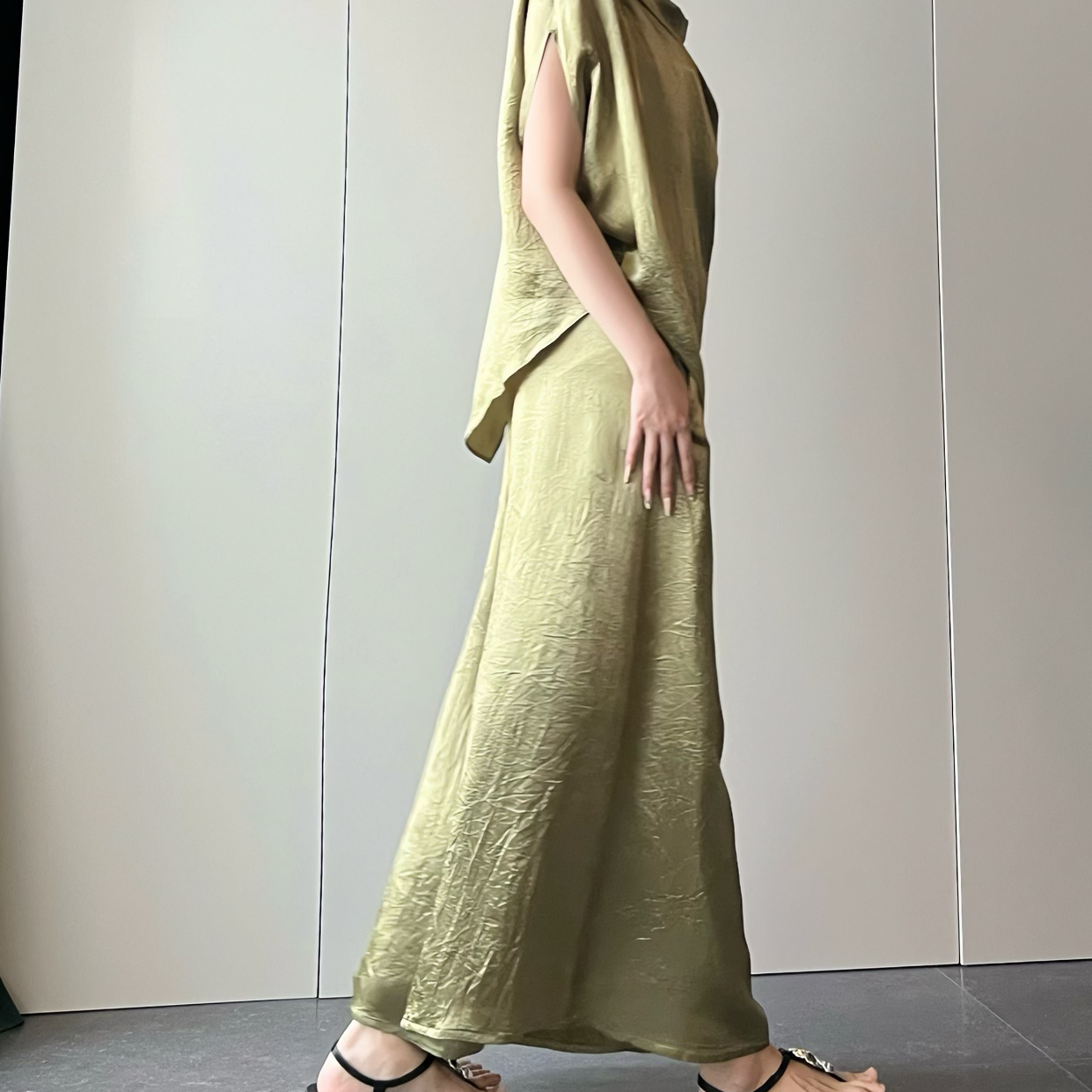 【裤子】100%三醋酸时尚休闲夏季气质日常女裤