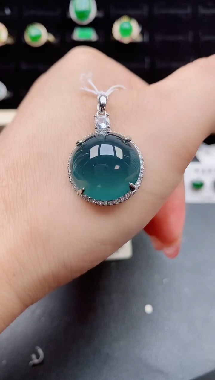 【闪购商品】翡翠吊坠(赠链)银S925镶嵌5080580