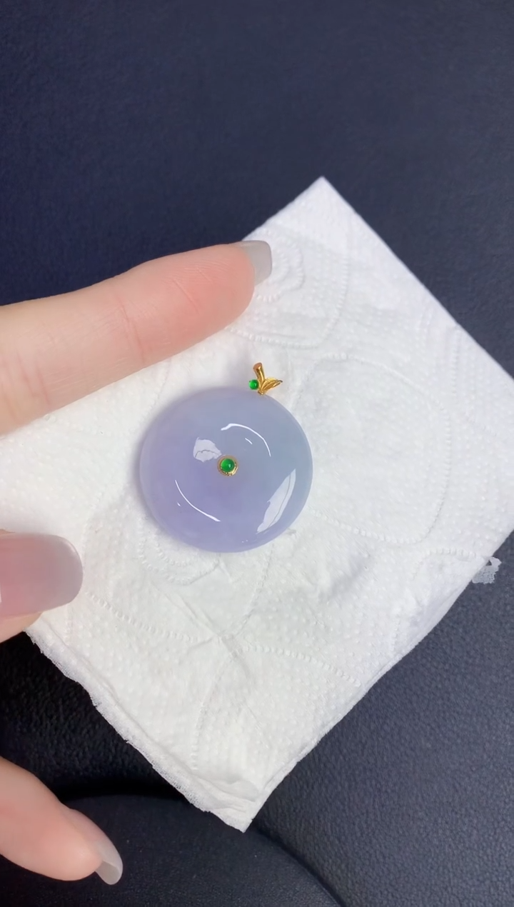 颈饰18K金镶嵌翡翠缅甸天然翡翠A货