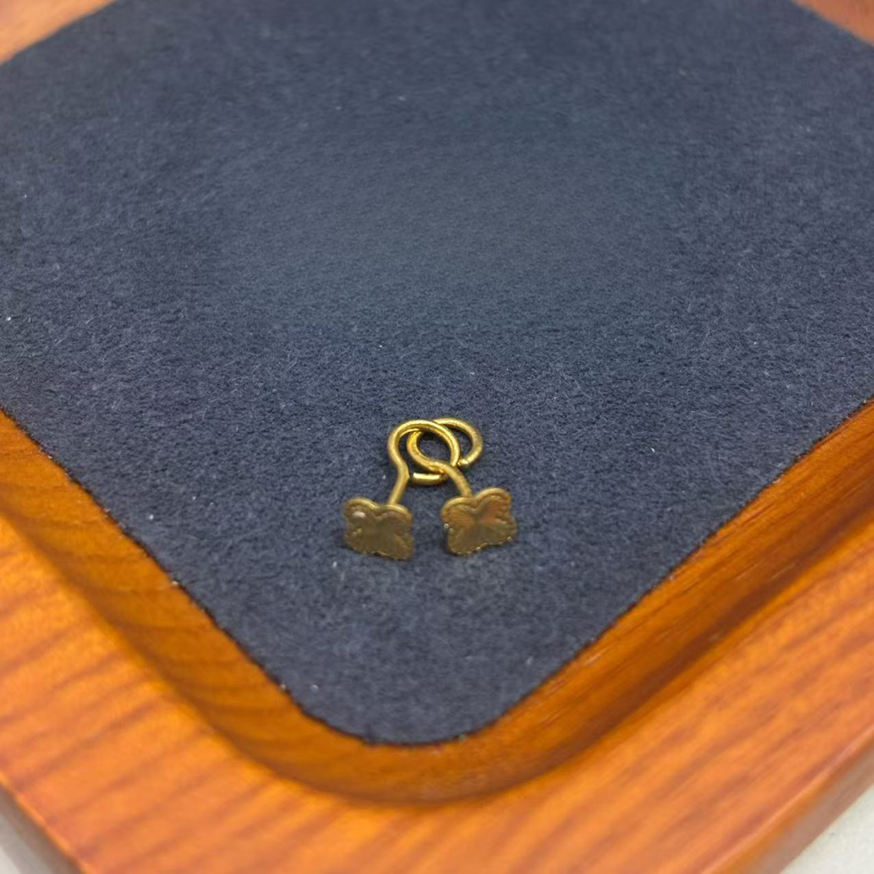 鑫万福足金999四叶草耳钉配件WH1276