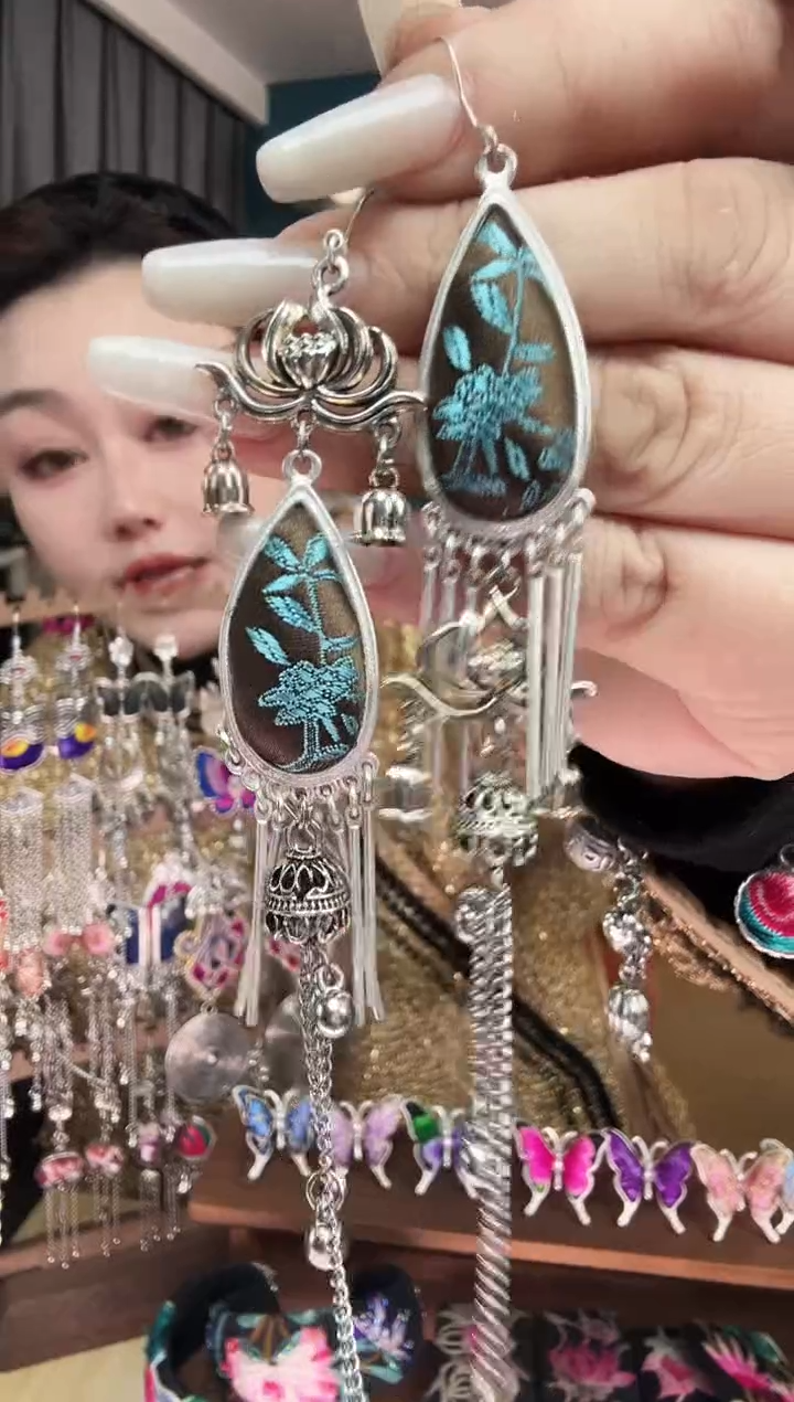 刺绣纯手工民族风刺绣耳环