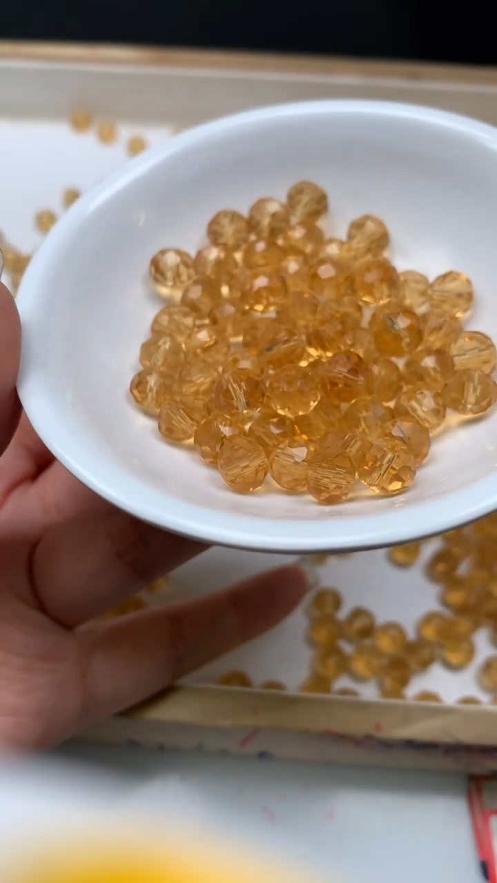 未镶嵌珠宝半成品水晶D1961 黄水晶切面6*8mm10个6.8元