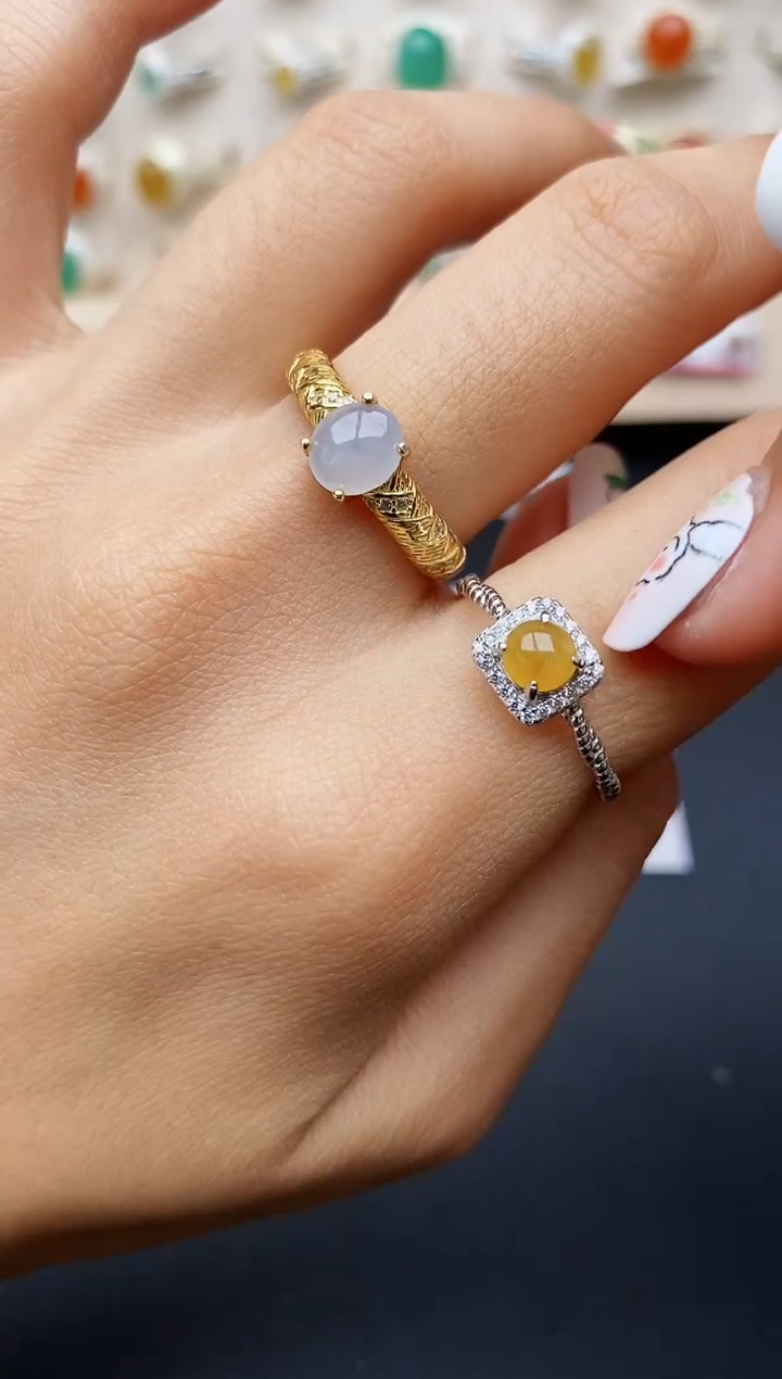 【闪购商品】翡翠戒指银S925镶嵌缅甸翡翠