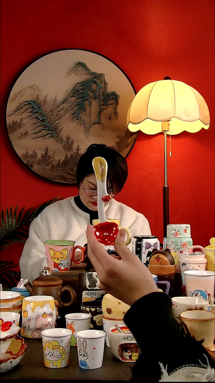 其他陶DIY景德镇创意手工陶瓷卡通风蘑菇勺