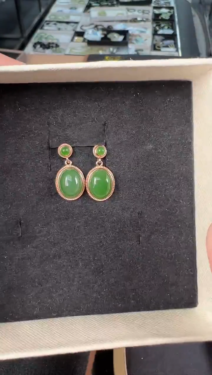 银S925镶嵌和田玉耳饰多样性发1
