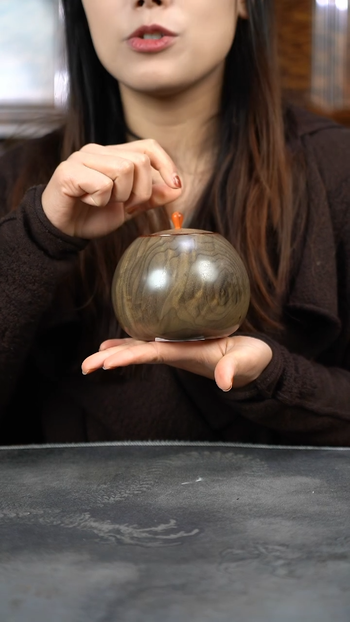 【闪购商品】金丝楠木雕578满花精工茶仓醒茶罐