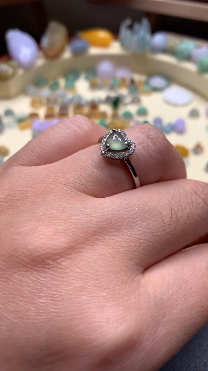 【闪购商品】翡翠戒指银S925镶嵌翡翠戒指心