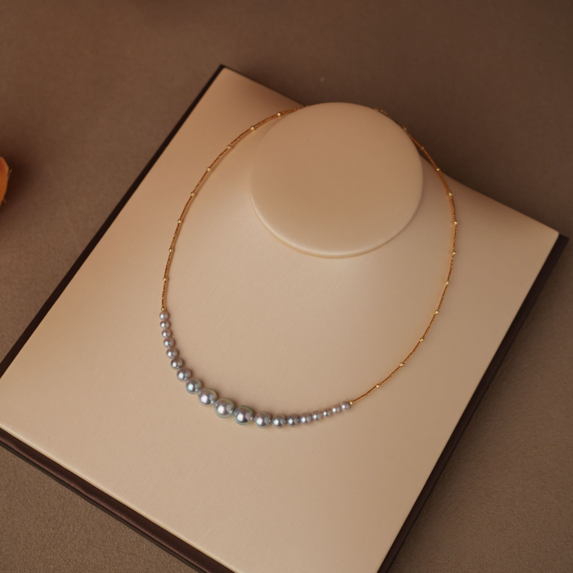 海水真多麻珍珠项链3.5-8.5mm设计款18K金微笑链时尚百搭锁骨链