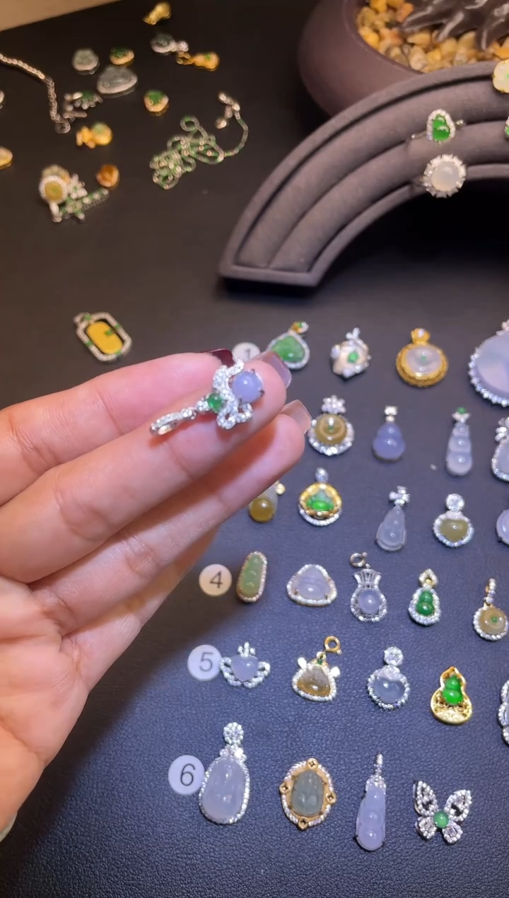 吊坠(不含链)银S925镶嵌翡翠1