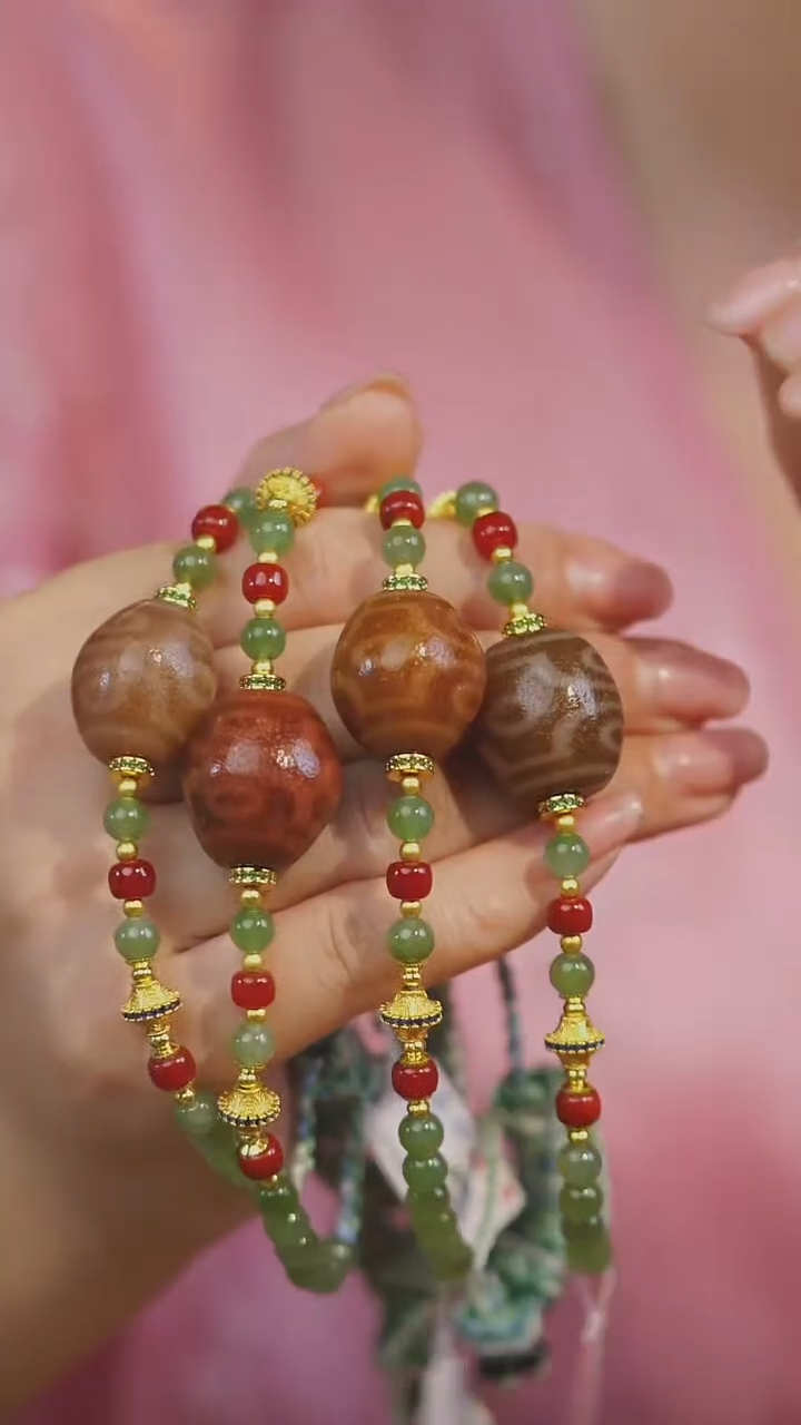 玛瑙/玉髓项链未镶嵌多样性发其一 6眼