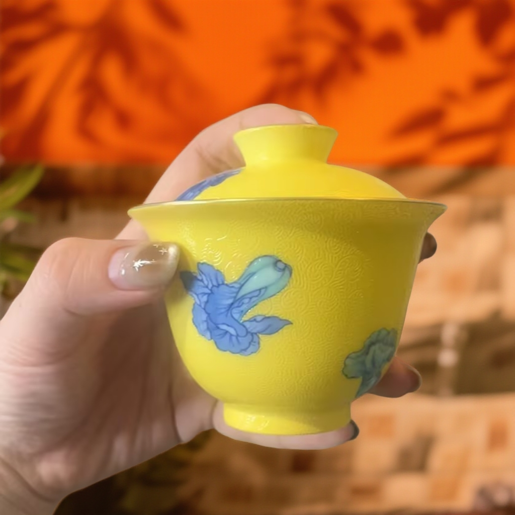 【央广非遗】古窑御器扒花黄底童子盖碗