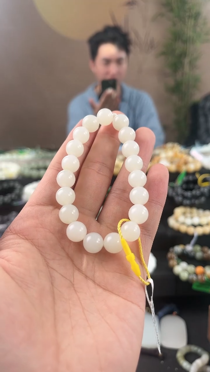 【闪购商品】和田玉手串未镶嵌且末天泰白玉卡10微色差