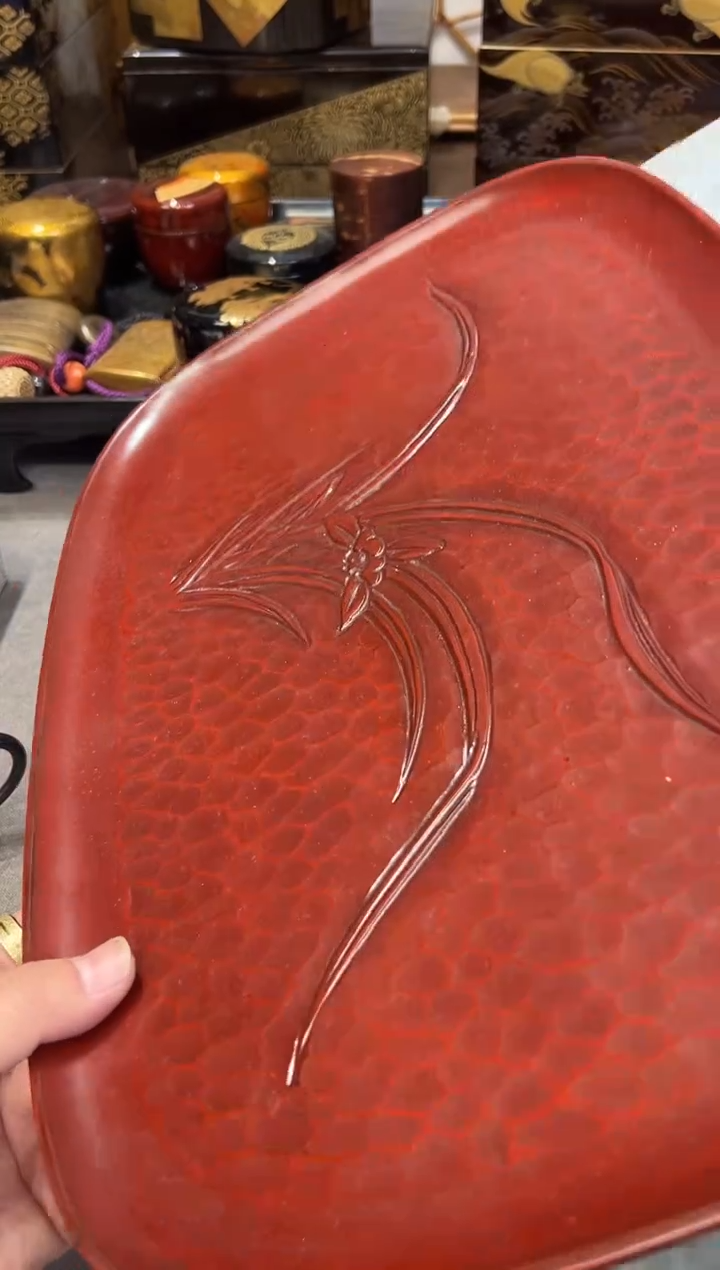 镰仓雕 茶盘 大漆漆器大漆漆器