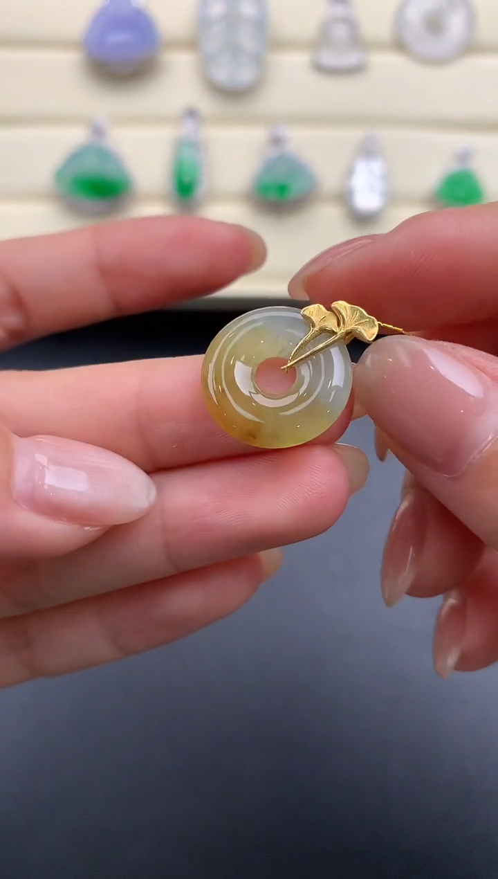 【闪购商品】翡翠颈饰18K金镶嵌Q113      