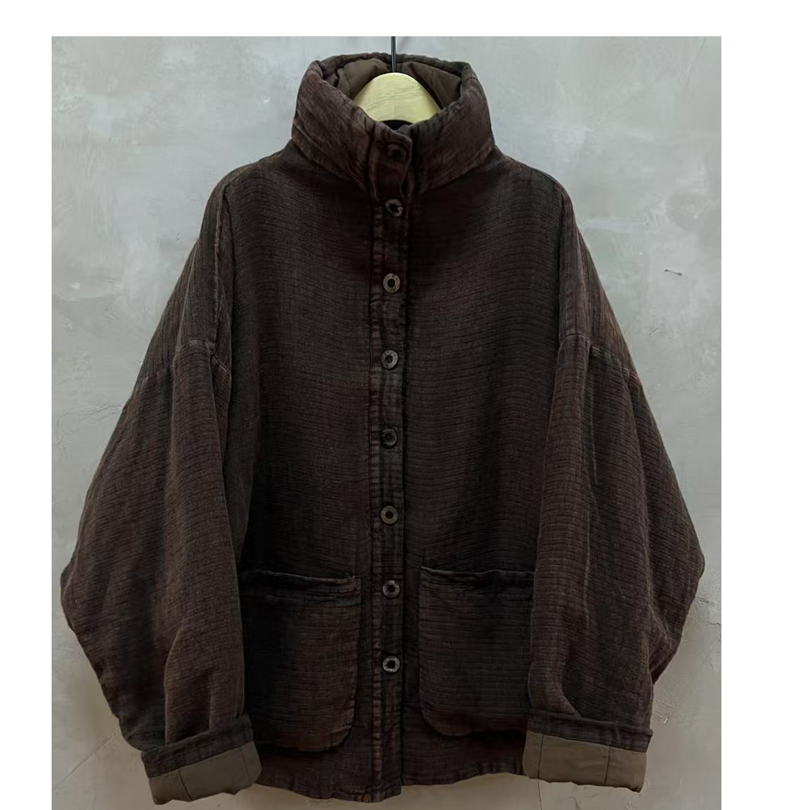 西子分享 6166 古蘭木 复古 宽松 立领【棉衣】