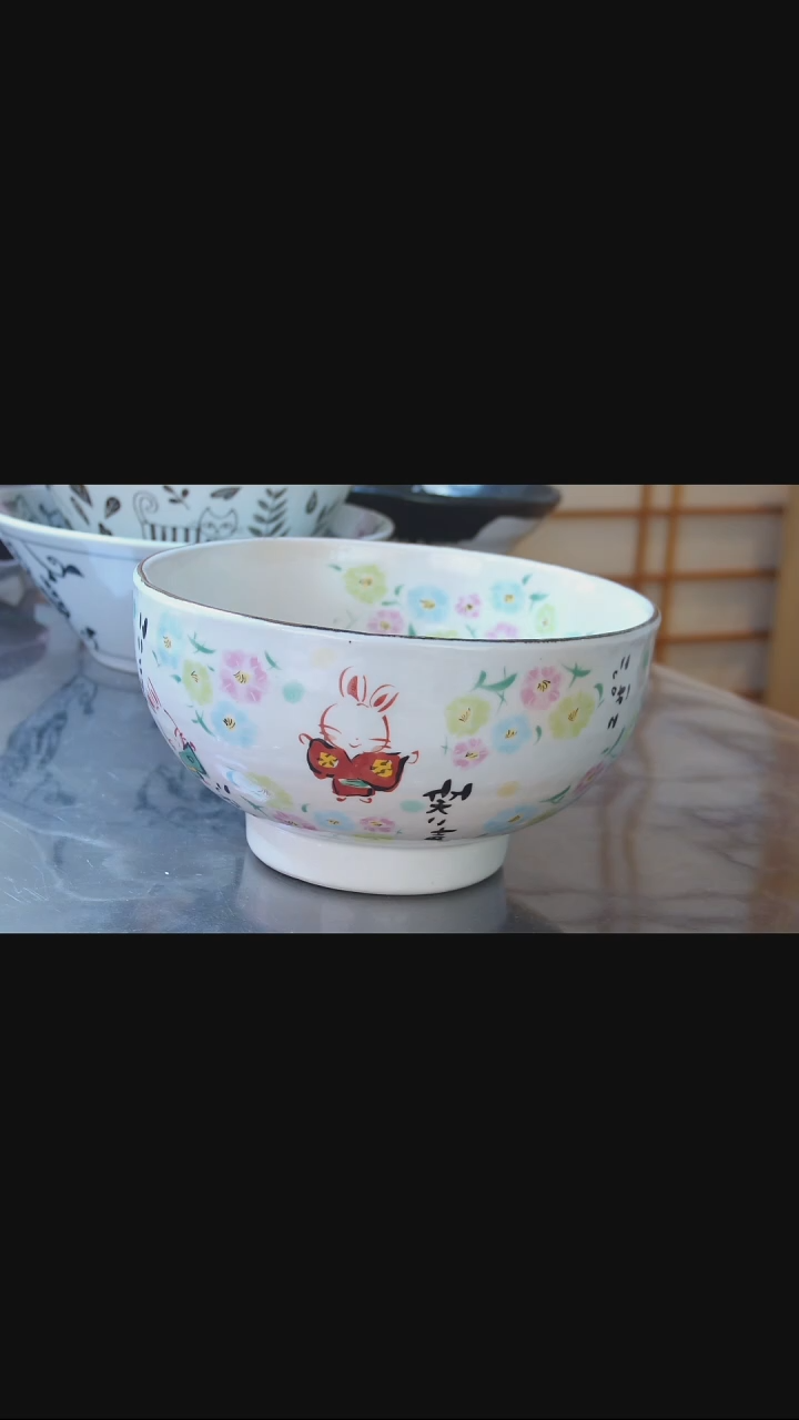 陶瓷FC095夕立窑手绘大碗17*10