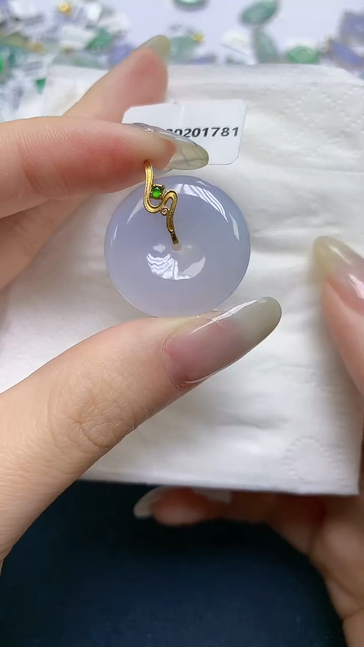 【闪购商品】翡翠18K金镶嵌颈饰天然A货翡翠