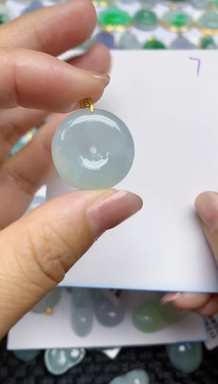 【闪购商品】翡翠颈饰18K金镶嵌天然A货翡翠 7