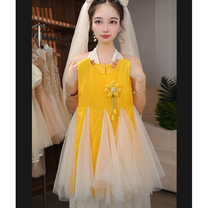 女童夏装连衣裙2025新款轻奢吊带礼服裙仙气公主裙深夏裙子