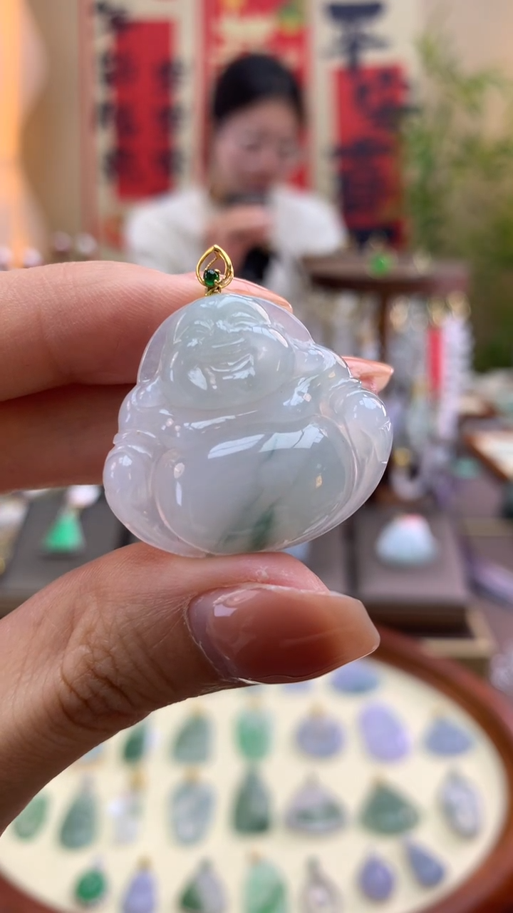 【闪购商品】翡翠颈饰18K金镶嵌佛公