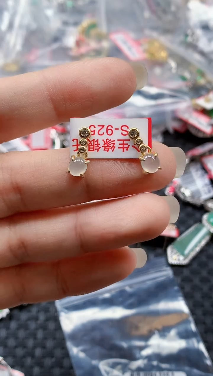 银S925镶嵌戒指翡翠天然A货缅甸翡翠