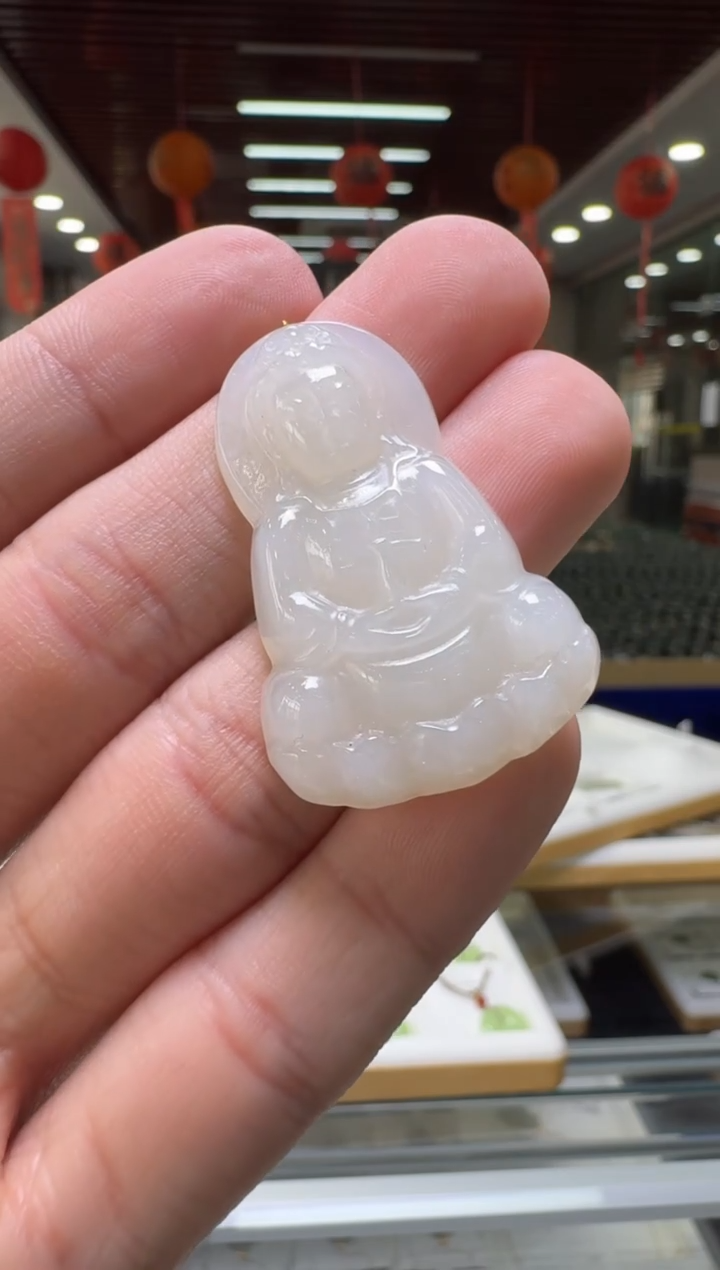 颈饰未镶嵌和田玉观音吊坠/配绳