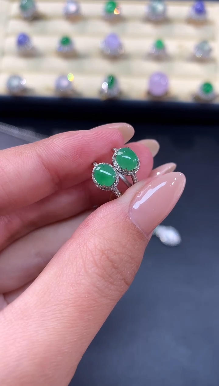 【闪购商品】翡翠耳饰18K金镶嵌耳饰A305|2880