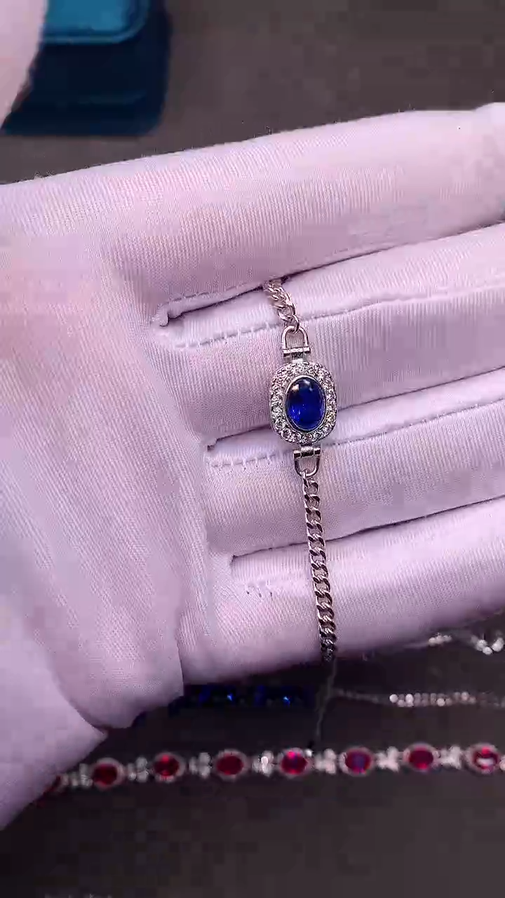 【闪购商品】蓝宝石手链银S925镶嵌.....